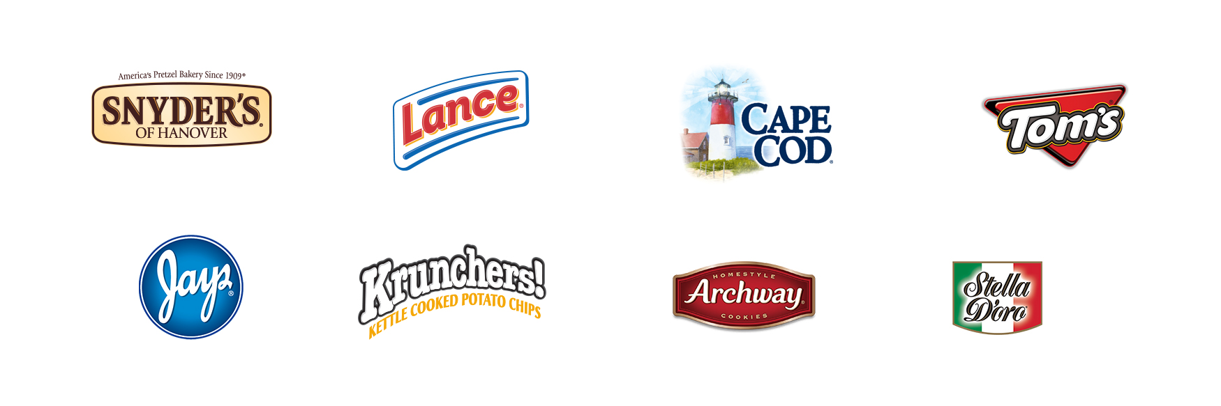 Snyder's of Hanover, Lance, Cape Cod, Tom's, Jay's, Krunchers!, Archway, Stella D'oro